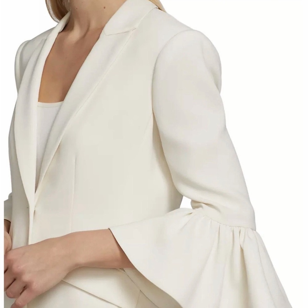 cinq a sept Cream Ruffle Sleeve Blazer - Picture 2 of 11